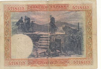 CRBS1060 BILLETE ESPAÑA 100 PESETAS 1925 CON RESELLO USADO