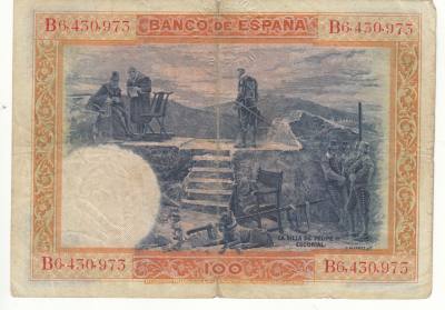 CRBS1062 BILLETE ESPAÑA 100 PESETAS 1925 CON RESELLO USADO
