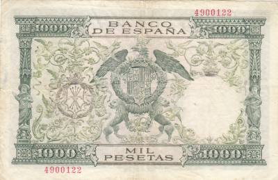 CRBS1147 BILLETE ESPAÑA 1000 PESETAS 1957 SIN SERIE BC