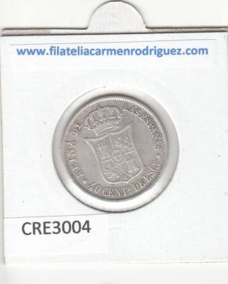 CRE3004 MONEDA ESPAÑA ISABEL II 40 CTOS DE PESOS 1866 MADRID PLATA
