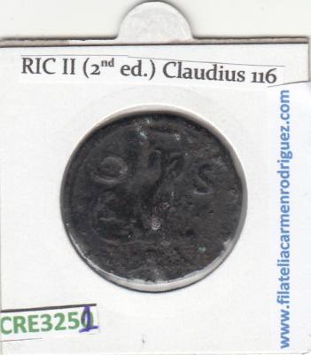 CRE3251 MONEDA ROMANA AS ROMA CLAUDIO MINERVA 50-54