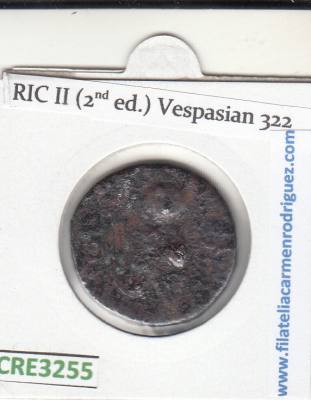 CRE3255 MONEDA ROMANA AS ROMA VESPASIANO AGUILA SOBRE ORBE 71