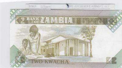 BILLETE ZAMBIA 2 KWACHA 1986 P-24c.2 SIN CIRCULAR
