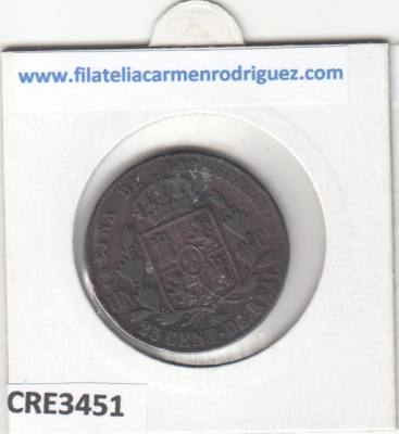 CRE3451 MONEDA ESPAÑA ISABEL II 25 CENTIMOS DE REAL SEGOVIA 1862