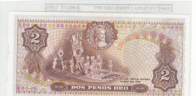 BILLETE COLOMBIA 2 PESOS ORO 1977 P-413b.3 N01149
