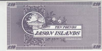 BILLETE JASON ISLAND 10 POUNS 1979 JI-4 SIN CIRCULAR