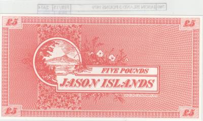 BILLETE JASON ISLAND 5 POUNS 1979 JI-3 SIN CIRCULAR
