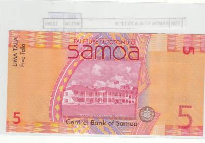 BILLETE SAMOA 5 TALA 2014 P-31e SIN CIRCULAR
