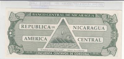 BILLETE NICARAGUA 0,5 CORDOBAS 1991 P-171 