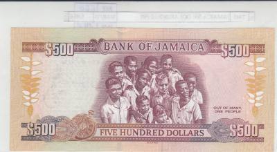 BILLETE JAMAICA 500 DOLARES 2012 P-91