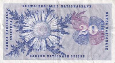 CRBX0912 BILLETE SUIZA 20 FRANCOS 1961 BC