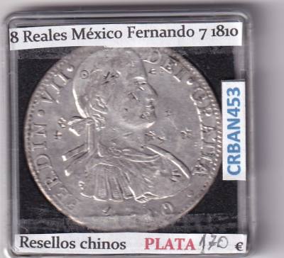CRBAN453 MONEDA ESPAÑA FERNANDO VII 8 REALES 1810 MEXICO RESELLO CHINO