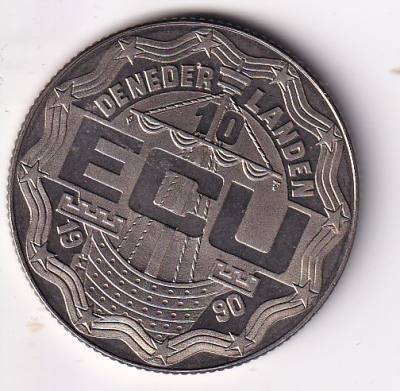 HEXP0115 MONEDA PAISES BAJOS 10 ECUS 1990CUPRONIQUEL