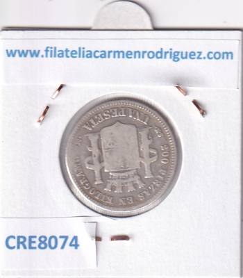 CRE8074 MONEDA ESPAÑA GOBIERNO PROVISIONAL 1 PESETA 1869 PLATA
