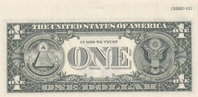 CRBX2637 BILLETE EEUU 1 DÓLAR SERIE B 1981 CON SOLAPA RARO S/C