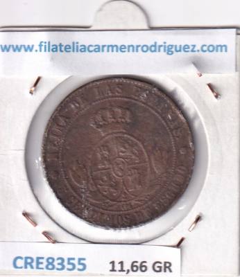 CRE8355 MONEDA ESPAÑA ISABEL II 1868 5 CTS DE ESCUDO BARCELONA