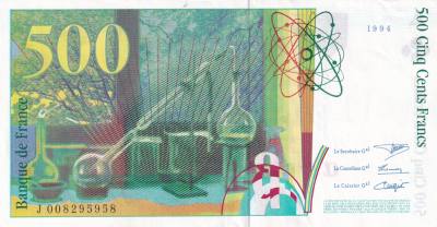 CRBX2667 BILLETE FRANCIA 500 FRANCOS 1994 MBC+ SERIE J