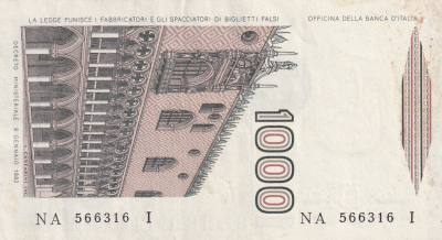 CRBX1699 BILLETE ITALIA 1000 LIRAS MBC