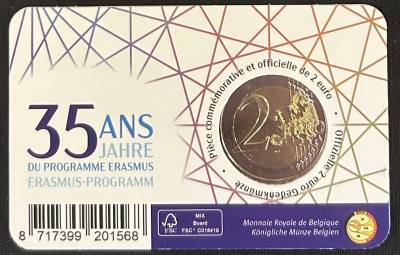 HEUR0630 MONEDA BELGICA 2 EUROS 2022 (Programa Erasmus) COIN CARD