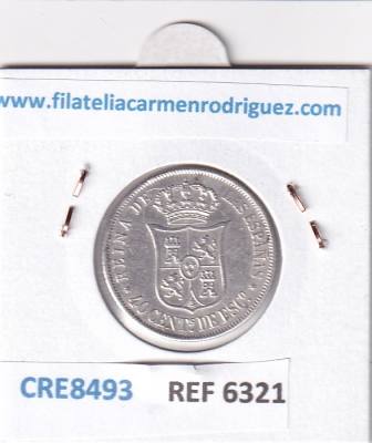 CRE8493 MONEDA ESPAÑA ISABEL II 40 CTS DE ESCUDO 1866 MADRID 5,2 GR PLATA