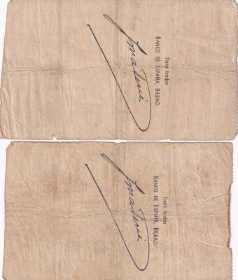 CRBL0591 LOTE 2 BILLETES LOCAL ESPAÑA BILBAO 5 PESETAS 1936 SIN SERIE Y A BC