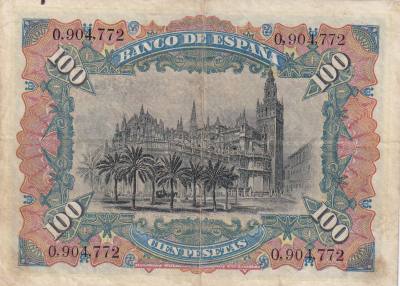 CRBS3271 BILLETE ESPAÑA 100 PESETAS 1907 SIN SERIE MBC+