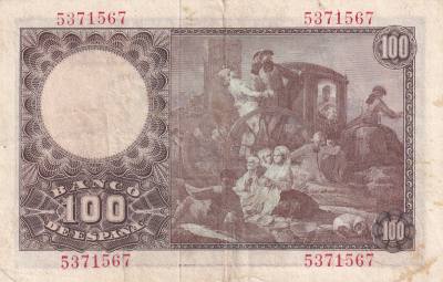 CRBS3275 BILLETE ESPAÑA 100 PESETAS 1948 SIN SERIE MBC+