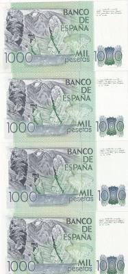CRBS3288 LOTE 4 BILLETES ESPAÑA 1000 PESETAS 1979 SERIES DIFERENTES S/C