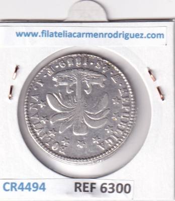 CR4494 MONEDA BOLIVIA 4 SOLES 1859 POTOSI 13,7 GR PLATA