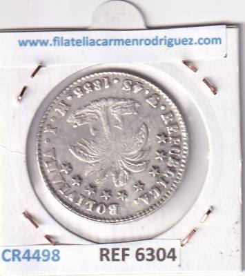 CR4498 MONEDA BOLIVIA 4 SOLES 1855 POTOSI 13,7 GR PLATA