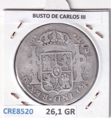 CRE8520 MONEDA ESPAÑA CARLOS IV 8 REALES 1789 MEXICO BUSTO CARLOS III PLATA