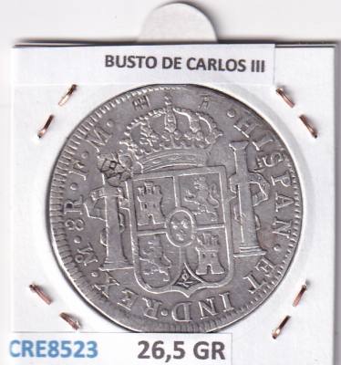 CRE8523 MONEDA ESPAÑA CARLOS IV 8 REALES 1790 MEXICO BUSTO CARLOS III PLATA