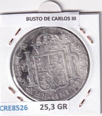 CRE8526 MONEDA ESPAÑA CARLOS IV 8 REALES 1790 MEXICO BUSTO CARLOS III PLATA