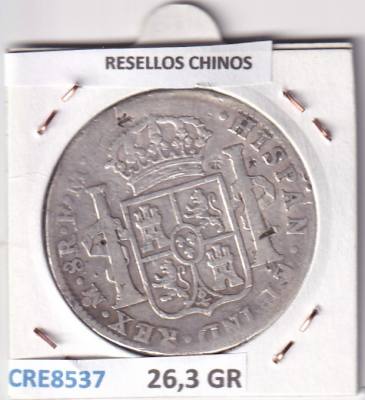 CRE8537 MONEDA ESPAÑA CARLOS IV 8 REALES 1800 FM MEXICO RESELLOS CHINOS PLATA