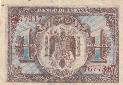 CRBS3311 BILLETE ESPAÑA 1 PESETA 1940 SIN SERIE EBC