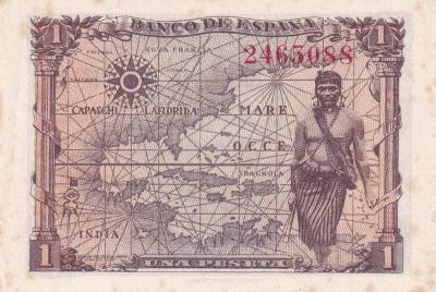 CRBS3315 BILLETE ESPAÑA 1 PESETA 1945 SIN SERIE MANCHITAS S/C-