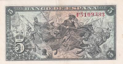 CRBS3317 BILLETE ESPAÑA 5 PESETAS 1945 SERIE F EBC