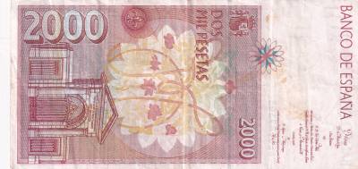 CRBS3326 BILLETE ESPAÑA 2000 PESETAS 1992 SERIE 4E BC