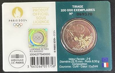HEUR0655 MONEDA FRANCIA 2 EUROS 2024 (París 2024) Letra P COIN CARD