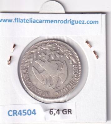 CR4504 MONEDA MEXICO 2 REALES ZACATECAS 1847 GORRO FRIGIO PLATA