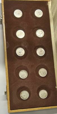 CREXP723 ESTUCHE 10 MONEDAS ESPAÑA ALFONSO XII 50 CENTIMOS PLATA