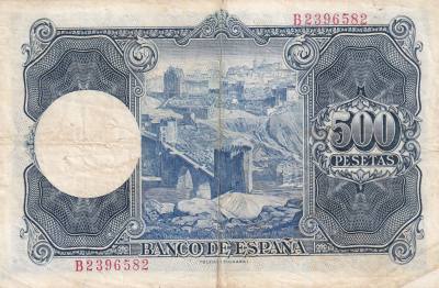 CRBS1993 BILLETE ESPAÑA 500 PESETAS 1954 SERIE B BC