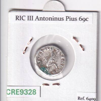 CRE9328 MONEDA ROMANA DENARIO ROMA ANTONINO PIO GENIO SENATORIAL 140-143