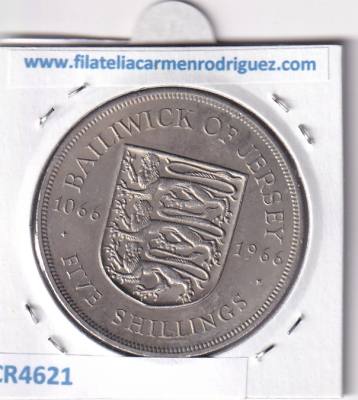 CR4621 MONEDA JERSEY 5 SHELLINES 1966 NIQUEL