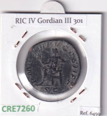 CRE7260 MONEDA ROMAMA SESTERCIO ROMA GORDIANO III APOLO 241-244