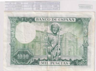 CRBS2059 BILLETE ESPAÑA 1000 PESETAS 1965 SERIE X MBC
