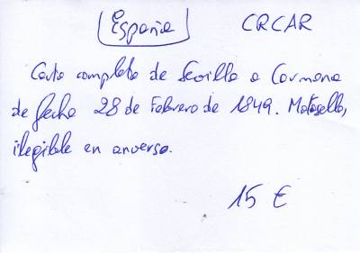 CRCAR353 CARTA COMPLETA DE SEVILLA CARMONA VER DESCRIPCON EN FOTO 