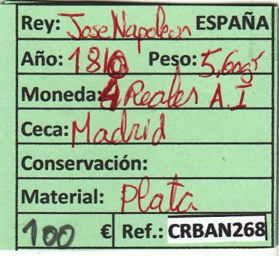 CRBAN268 MONEDA ESPAÑA 4 REALES JOSE I1810 MADRID