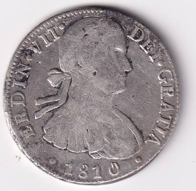CRBAN448 MONEDA ESPAÑA FERNANDO VII 8 REALES 1810 MEXICO RESELLO CHINO