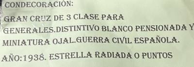 CREXP687 CONDECORACION GRAN CRUZ 3º CLASE VER FOTOS